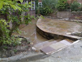 landscaped patio & driveway
